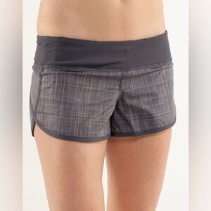 Vintage Lululemon Speed Shorts, Coal Shale Stripe, Size 10